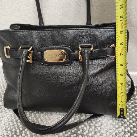 MICHAEL KORS Hamilton Black Large Leather Tote Shoulder Bag - Picture 7 of 15